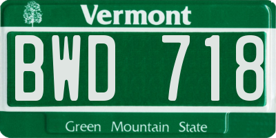 VT license plate BWD718