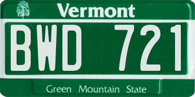 VT license plate BWD721
