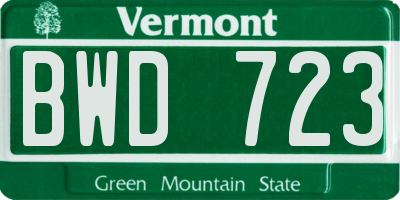 VT license plate BWD723