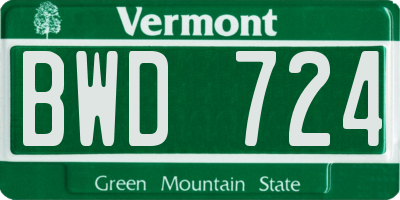 VT license plate BWD724