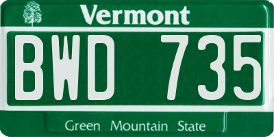 VT license plate BWD735
