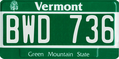 VT license plate BWD736