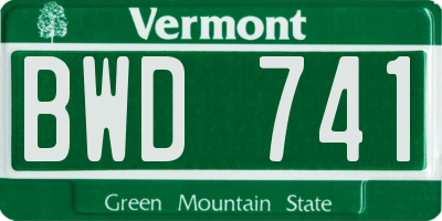 VT license plate BWD741