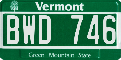 VT license plate BWD746