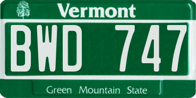VT license plate BWD747