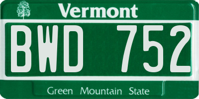 VT license plate BWD752