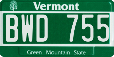 VT license plate BWD755