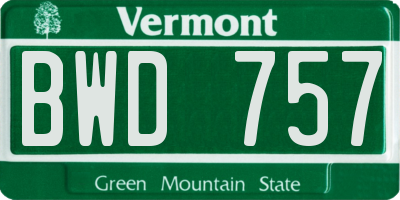 VT license plate BWD757