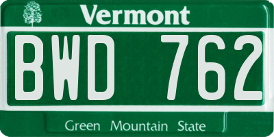 VT license plate BWD762