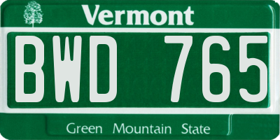 VT license plate BWD765