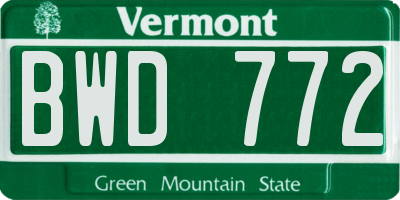 VT license plate BWD772