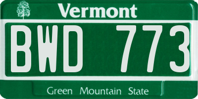 VT license plate BWD773