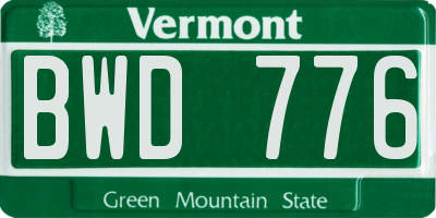 VT license plate BWD776