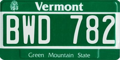 VT license plate BWD782
