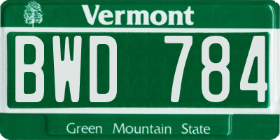 VT license plate BWD784