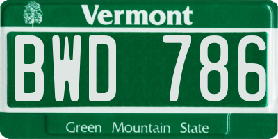 VT license plate BWD786