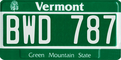 VT license plate BWD787