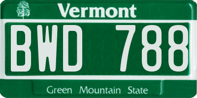 VT license plate BWD788