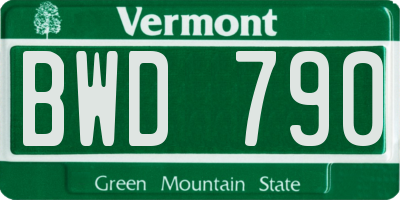 VT license plate BWD790