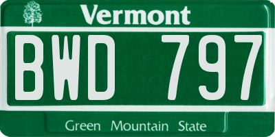 VT license plate BWD797