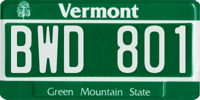 VT license plate BWD801