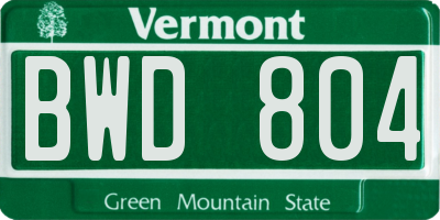 VT license plate BWD804
