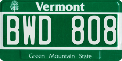VT license plate BWD808