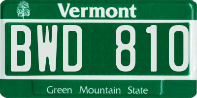 VT license plate BWD810