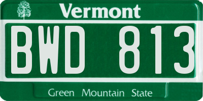 VT license plate BWD813