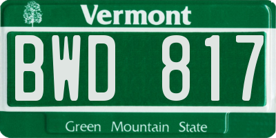 VT license plate BWD817