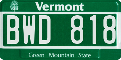 VT license plate BWD818