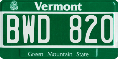VT license plate BWD820