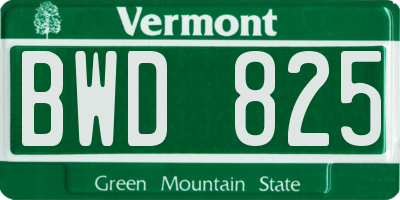 VT license plate BWD825