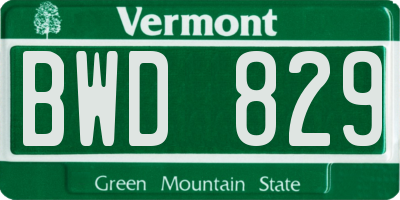 VT license plate BWD829