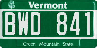 VT license plate BWD841