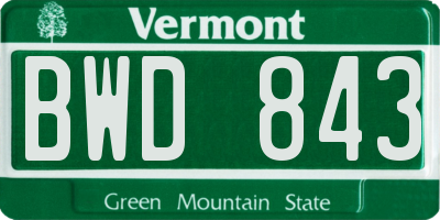 VT license plate BWD843
