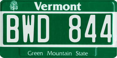 VT license plate BWD844