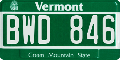 VT license plate BWD846