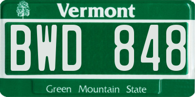 VT license plate BWD848