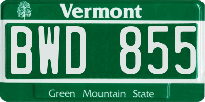 VT license plate BWD855