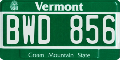 VT license plate BWD856