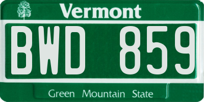 VT license plate BWD859