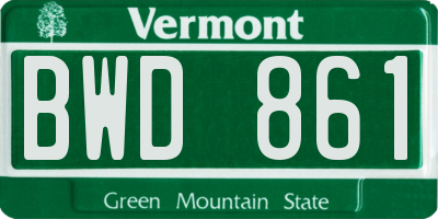 VT license plate BWD861