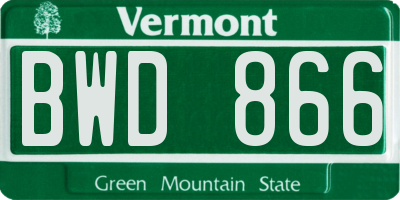VT license plate BWD866