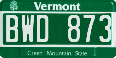 VT license plate BWD873