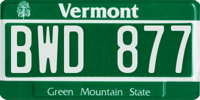 VT license plate BWD877