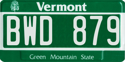 VT license plate BWD879