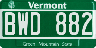 VT license plate BWD882