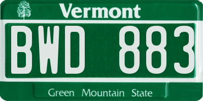 VT license plate BWD883