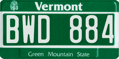 VT license plate BWD884
